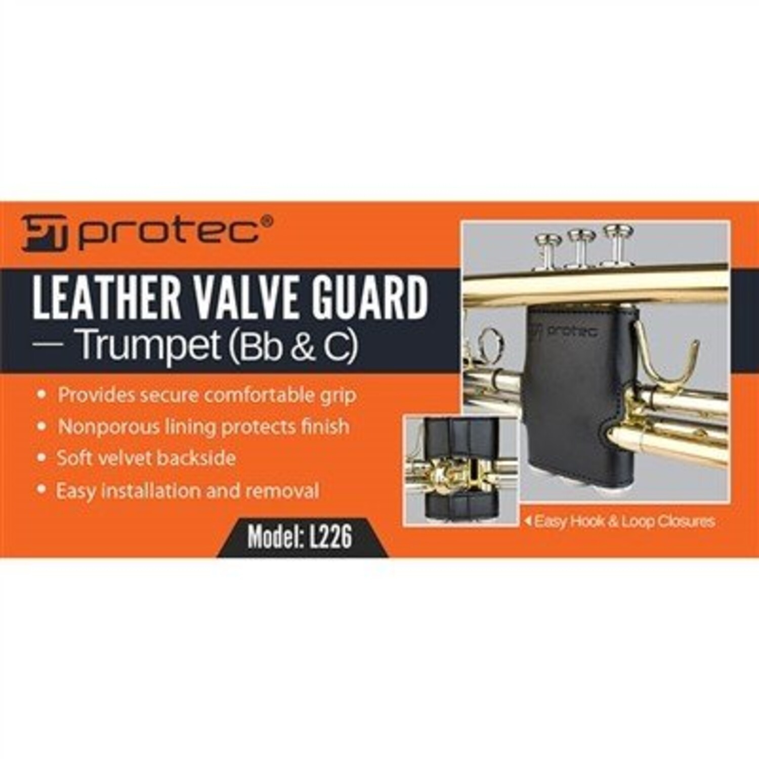 Protec L226 Trumpet Leather Valve Guard Black - Image 4