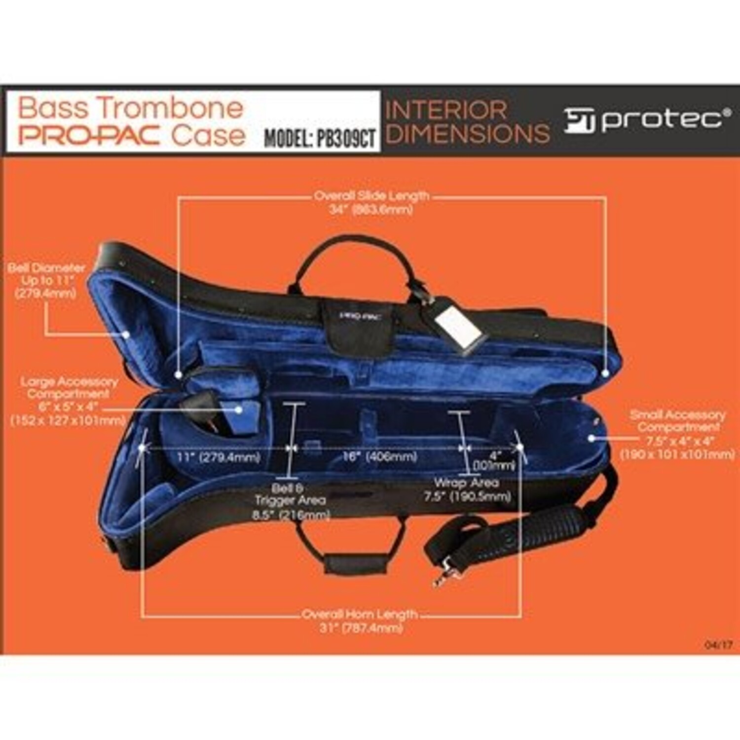 Protec PB309CT Bass Trombone PRO PAC Case Contoured - Image 4