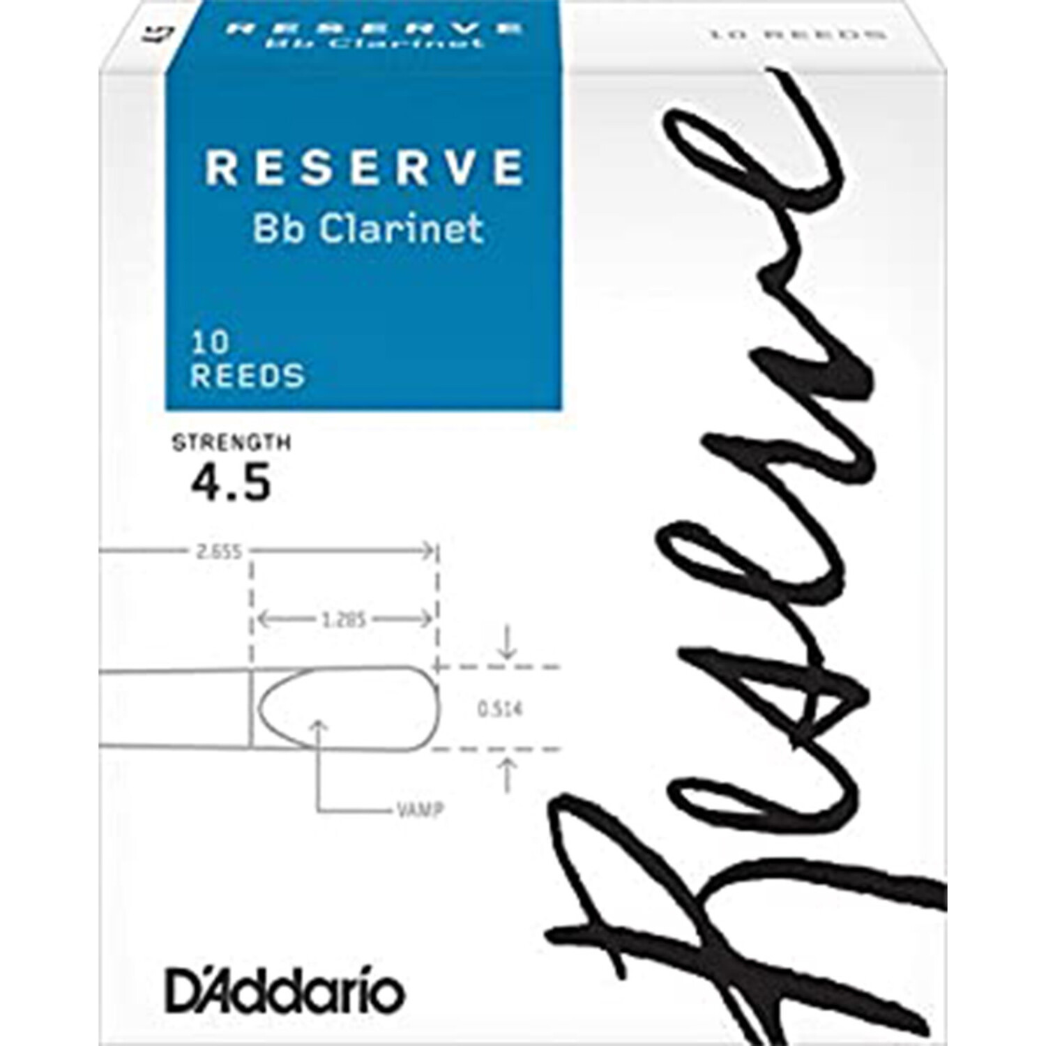 D'addario Reserve Bb Clarinet Reeds, Box of 10 4.5
