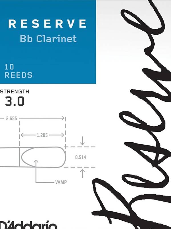 D'addario Reserve Bb Clarinet Reeds, Box of 10 3.5+