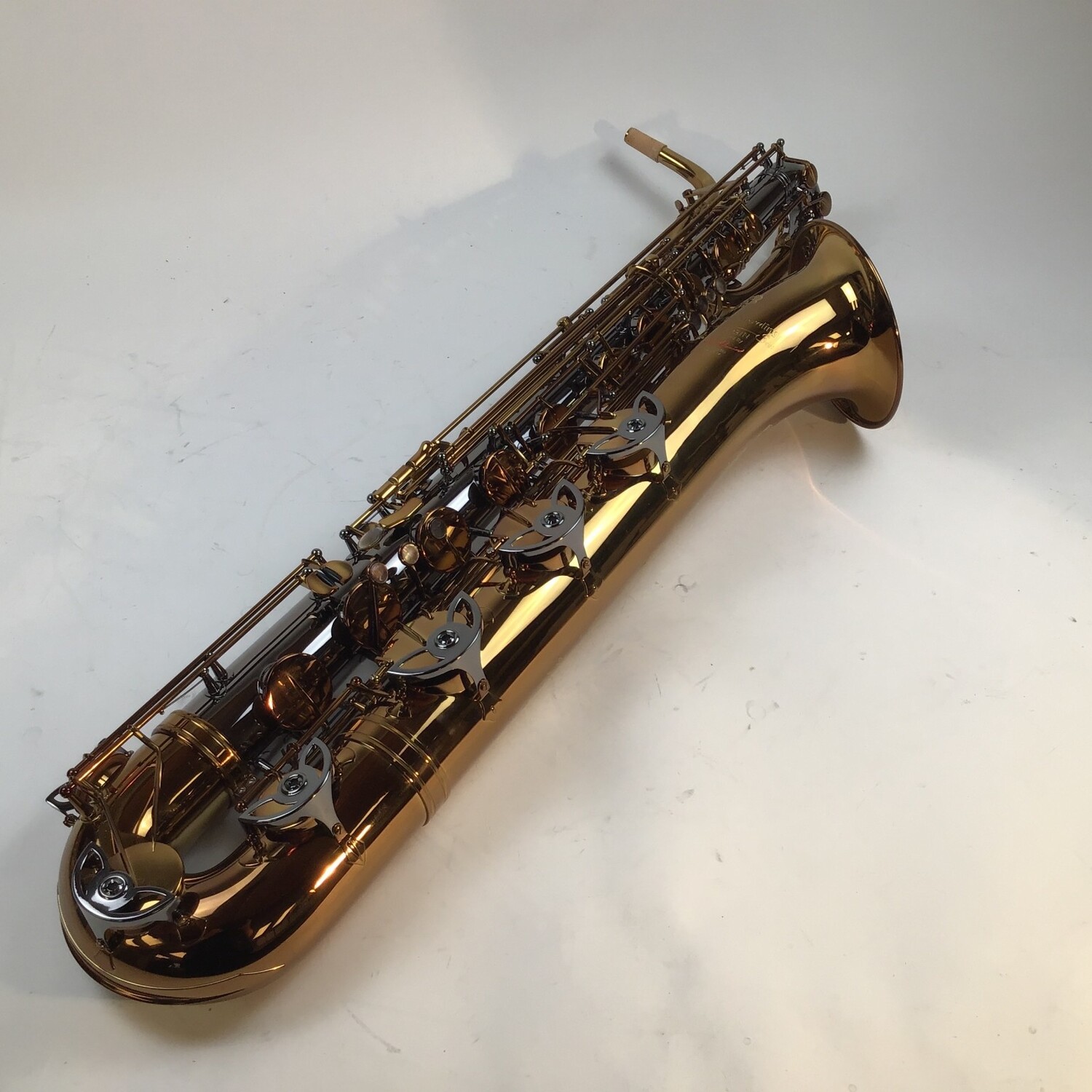 The Growling Sax Origin Series Professional Baritone Saxophone, Black Nickel and brown gold lacquer