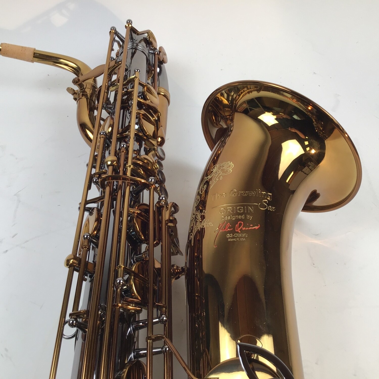 The Growling Sax Origin Series Professional Baritone Saxophone, Black Nickel and brown gold lacquer - Image 2